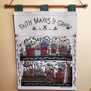 Faith Makes It Grow Wall Hanging Decor With Pole Vintage 1977 Deb Strain.
